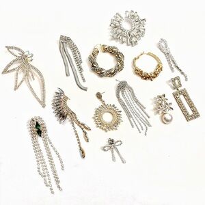 Set of 13 REVOLVE Single Earrings Crystal Themed